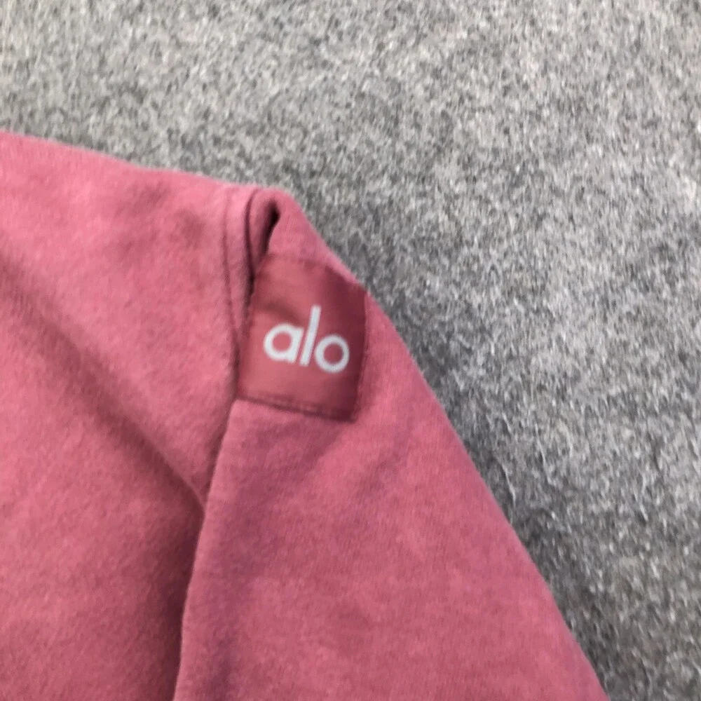 Alo Yoga Sweatshirt Womens XL Pink Fleece Pullover Crewneck Logo Yoga Top
